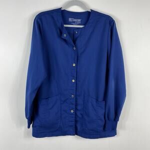 Grey's Anatomy Women's Sz Medium Jamie 4-Pocket Crewneck Snap Front Scrub Jacket